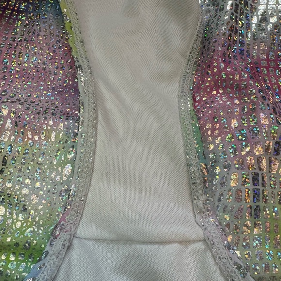 SHEIN High Waist Glittery Pastel Rainbow Holographic Iridescent Bikini Bottom - Picture 6 of 7